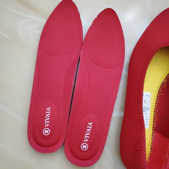 Vivaia Aria 5° Ruby Red Lightweight Pointed Toe Ballet Flats Size 41.5/10 - Picture 10 of 14